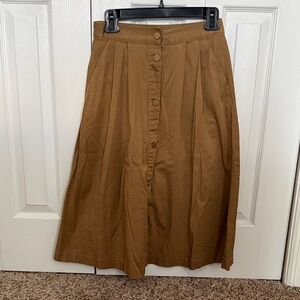 H&M Tan Brown A Line Midi Skirt US Sz 4